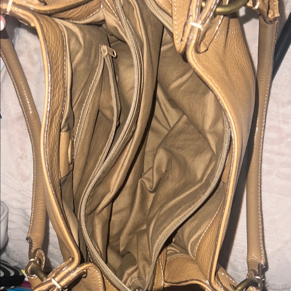 Fossil Tan Leather Shoulder Bag with Double Handles - Picture 4 of 10